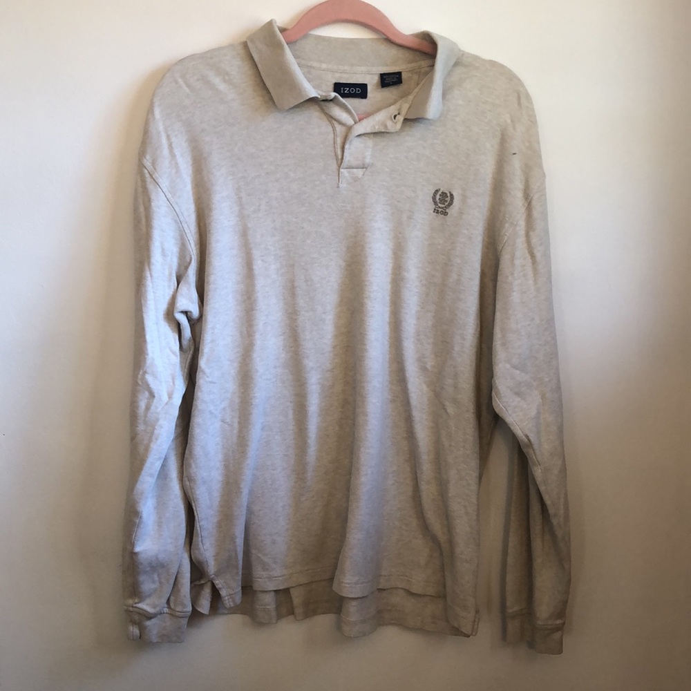 Oatmeal men’s L Izod collard shirt
